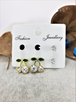 SWAROVSKİ BEYAZ TAŞLI KİRAZ KOMBİN KÜPE-KİKK01