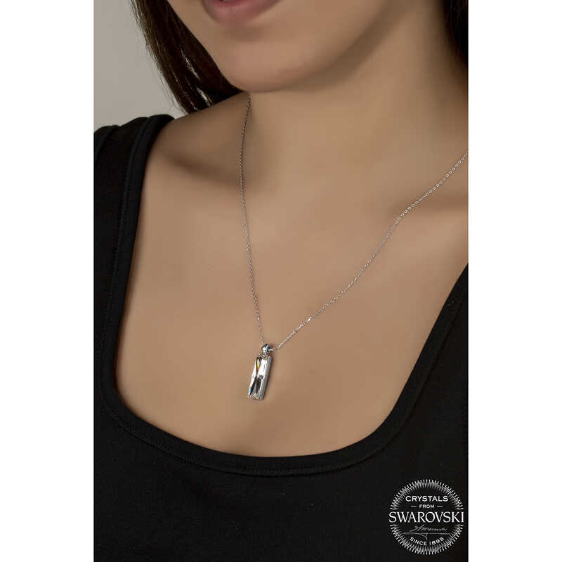 Swarovski Crystal Taşlı Baget Gümüş Kadın Kolye  SL5520