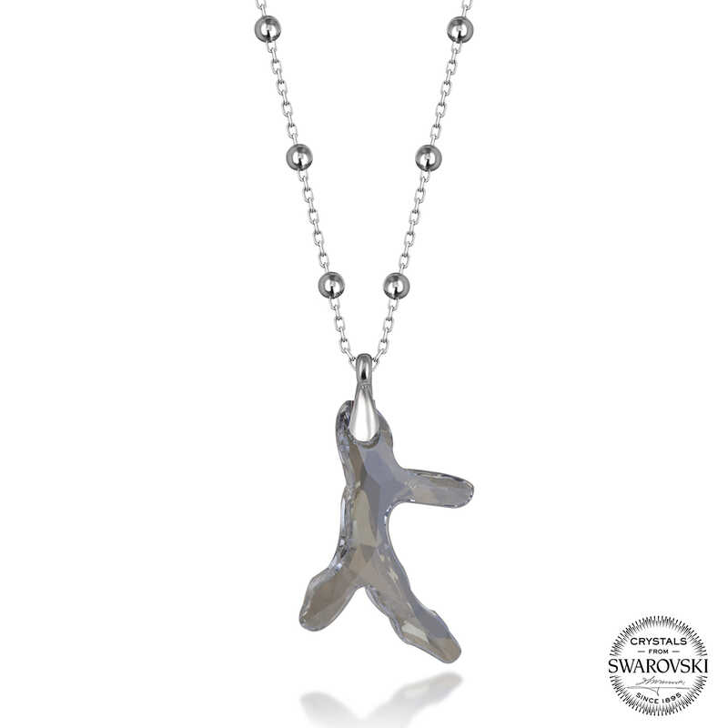 Swarovski Crystal Taşlı Top Zincir Mercan Gümüş Kadın Kolye SL561 Swarovski Crystal Taşlı Top Zincir Mercan Gümüş Kadın Kolye SL561