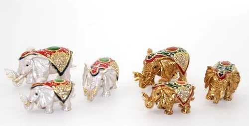 Swarovski Taşlı 3'lü Fil Figürü Model 4