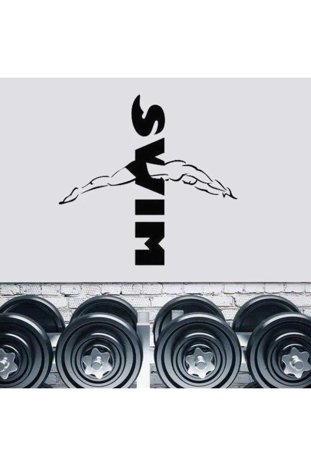 Swim Yazılı, Dalış Yapan Yüzücü Dekoratif Duvar Sticker, Çıkartma