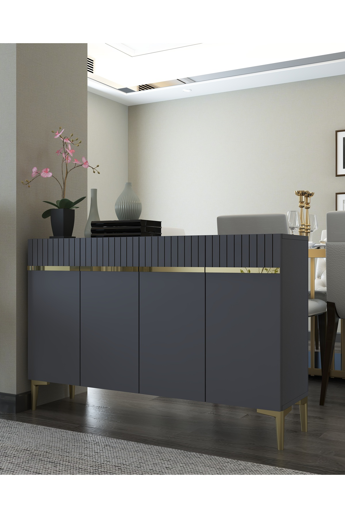 Cantek Dizayn Swissct (Km120) Konsol Antrasit-Altin