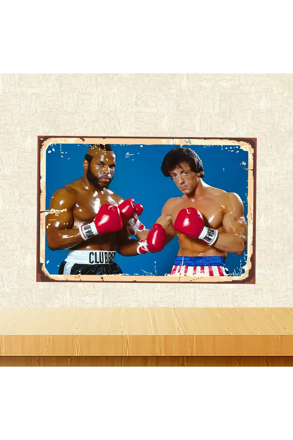 Sylvester Stallone Ve Mr. T Temalı 20 x 30 Cm MDF Ahşap Duvar Tab