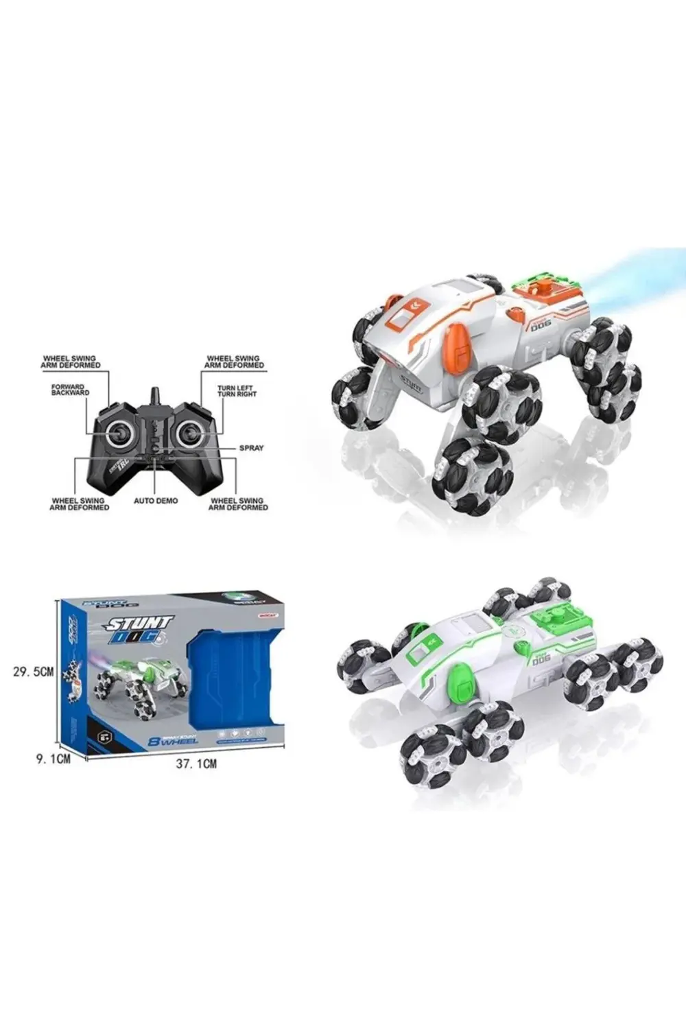 SYR-666-820 Kumandalı Buharlı 8 Teker Stunt Köpek Araba -Vardem O