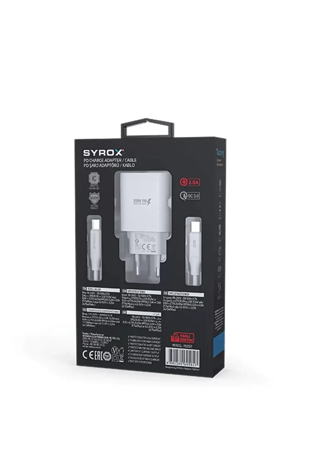Syrox Pd25t Type-c Başlık Giriş | Type-c Kablolu 25w 3.0 Amper Pd