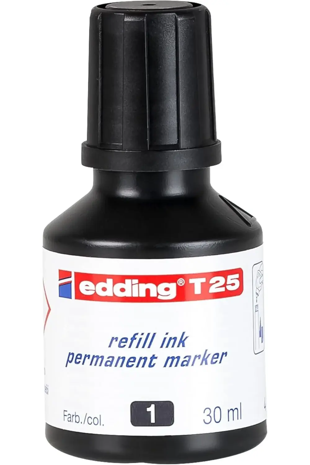 T 25 permanent yedek mürekkep - kalıcı mürekkep - siyah - 30 ml 1