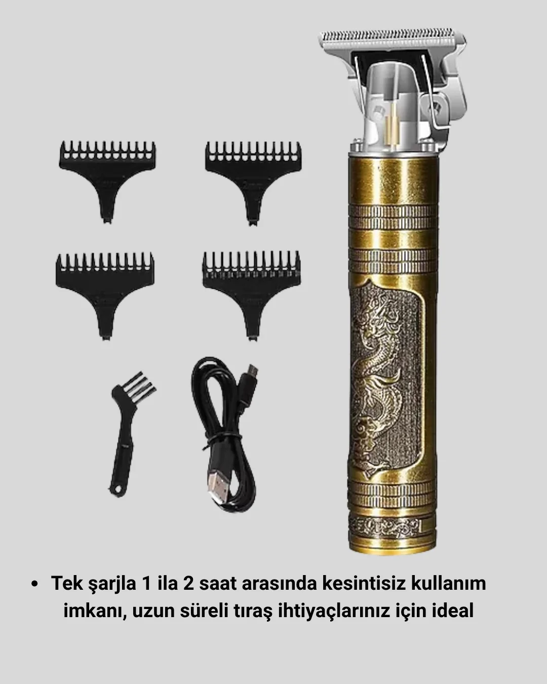 T Bıçaklı Profesyonel Çizik Tıraş Makinesi Seti – 120 Dakika Kullanım, Şarjlı & Kablolu
