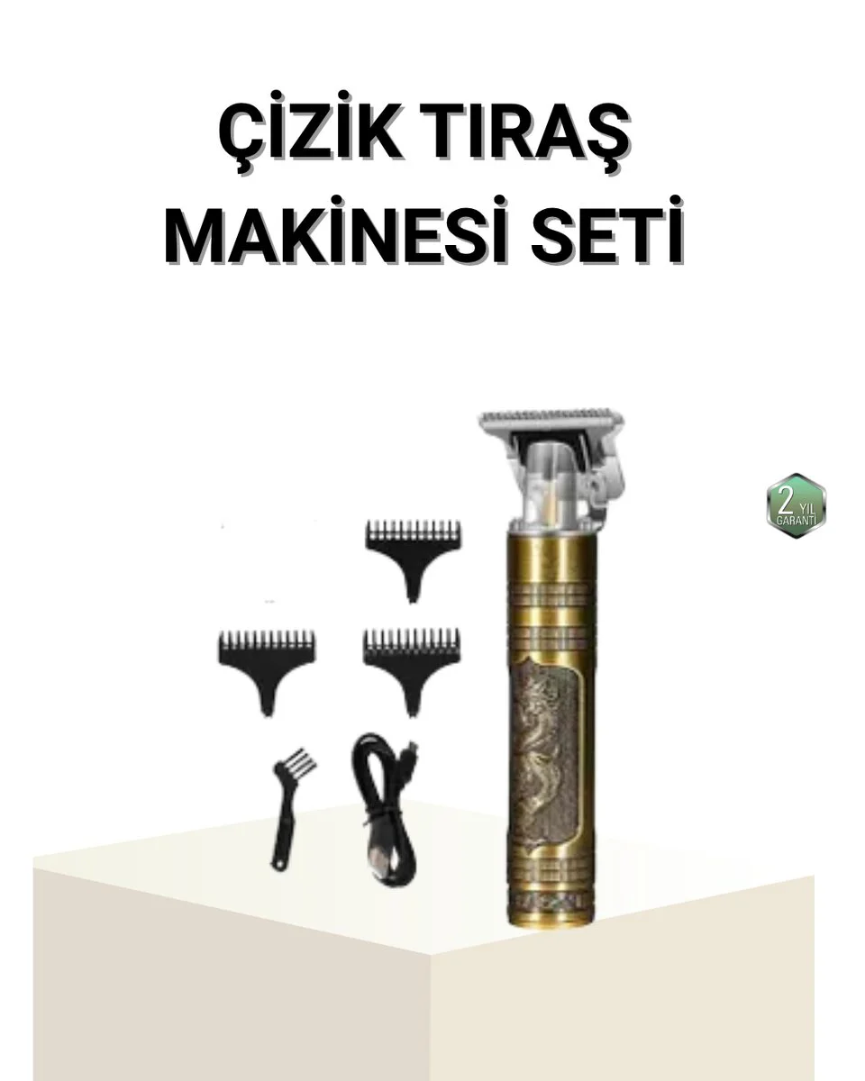 T Bıçaklı Profesyonel Çizik Tıraş Makinesi Seti – 120 Dakika Kullanım Şarjlı & Kablolu