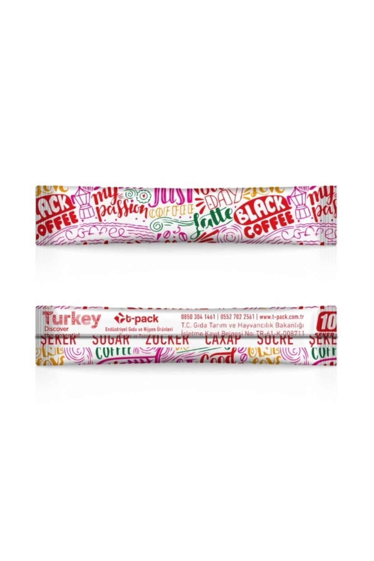 T-pack 2000 Adet X 4 gr (8 KG) T-pack Stick Şeker Özel Tasarım Pr