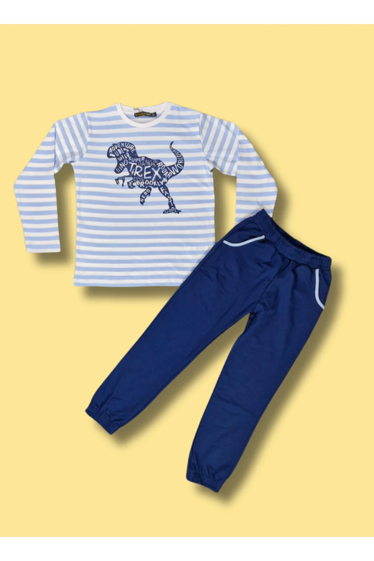 T-Rex Baskılı T-shirt + İndigo Pantolon Takım
