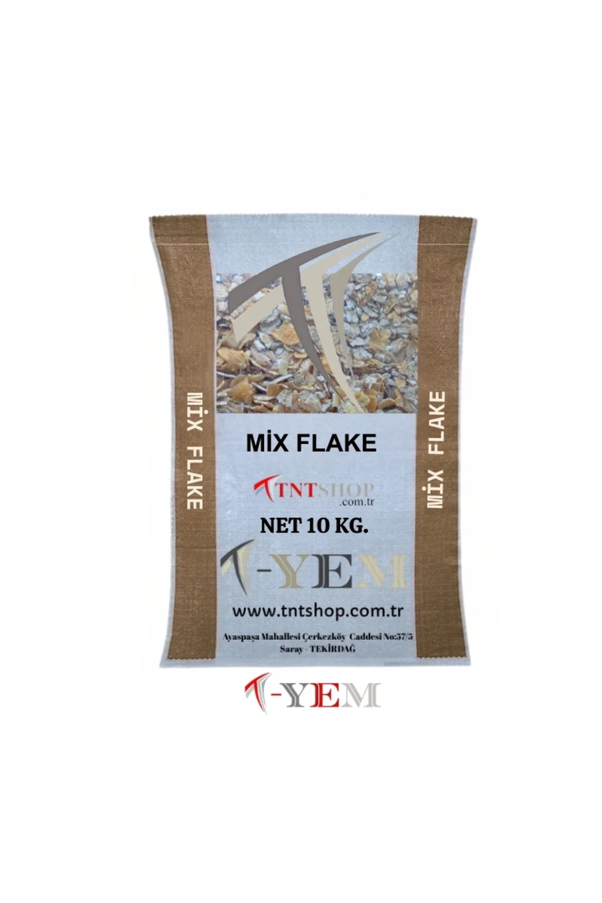 T-YEM Mix Flake 10 Kg - Mısır ve Arpa Ezme Flake Yem