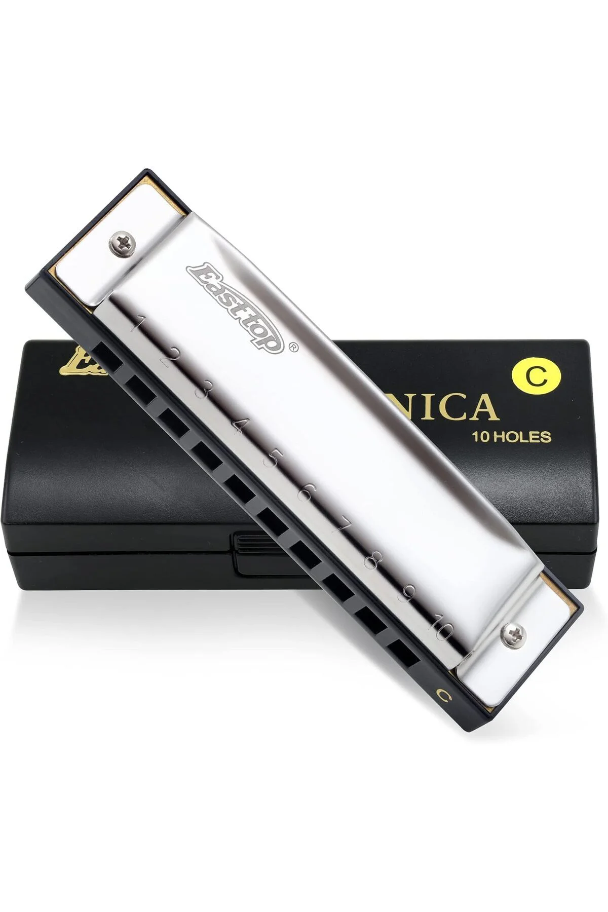 T10-3 Mızıka Paslanmaz Çelik Gövde 10 Delikli Gümüş Renk Harmonica