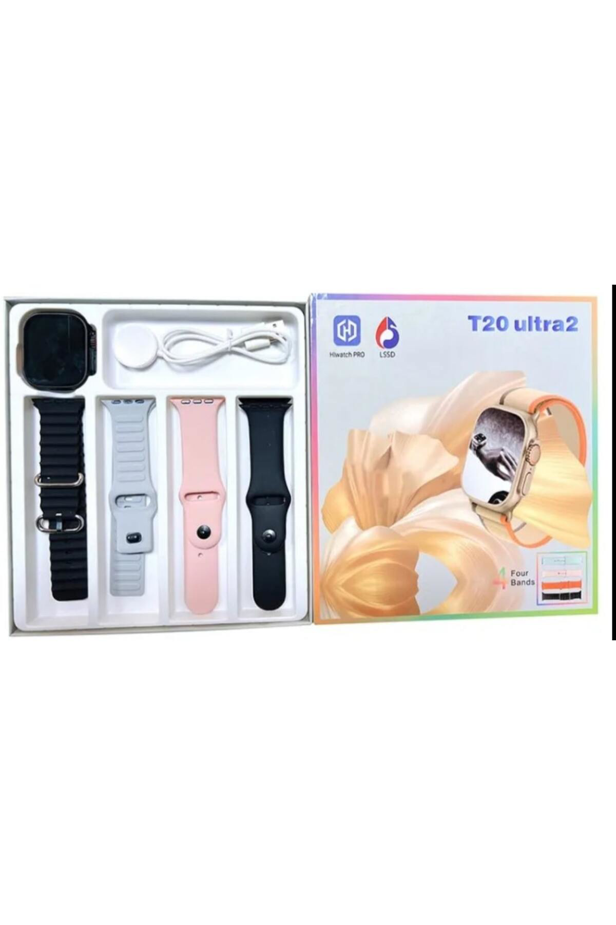 Torima T20 Ultra Siyah Kasa 4 Kordonlu Akıllı Saat Konuşma Özellikli