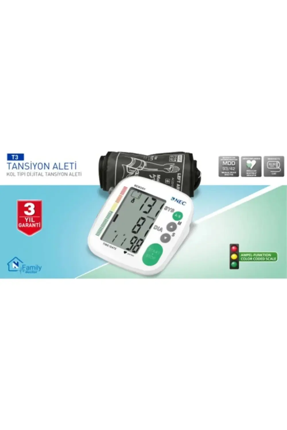 T3 Kol Tipi Dijital Tansiyon Alet