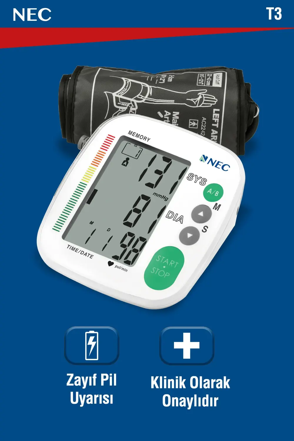T3 Kol Tipi Dijital Tansiyon Aleti