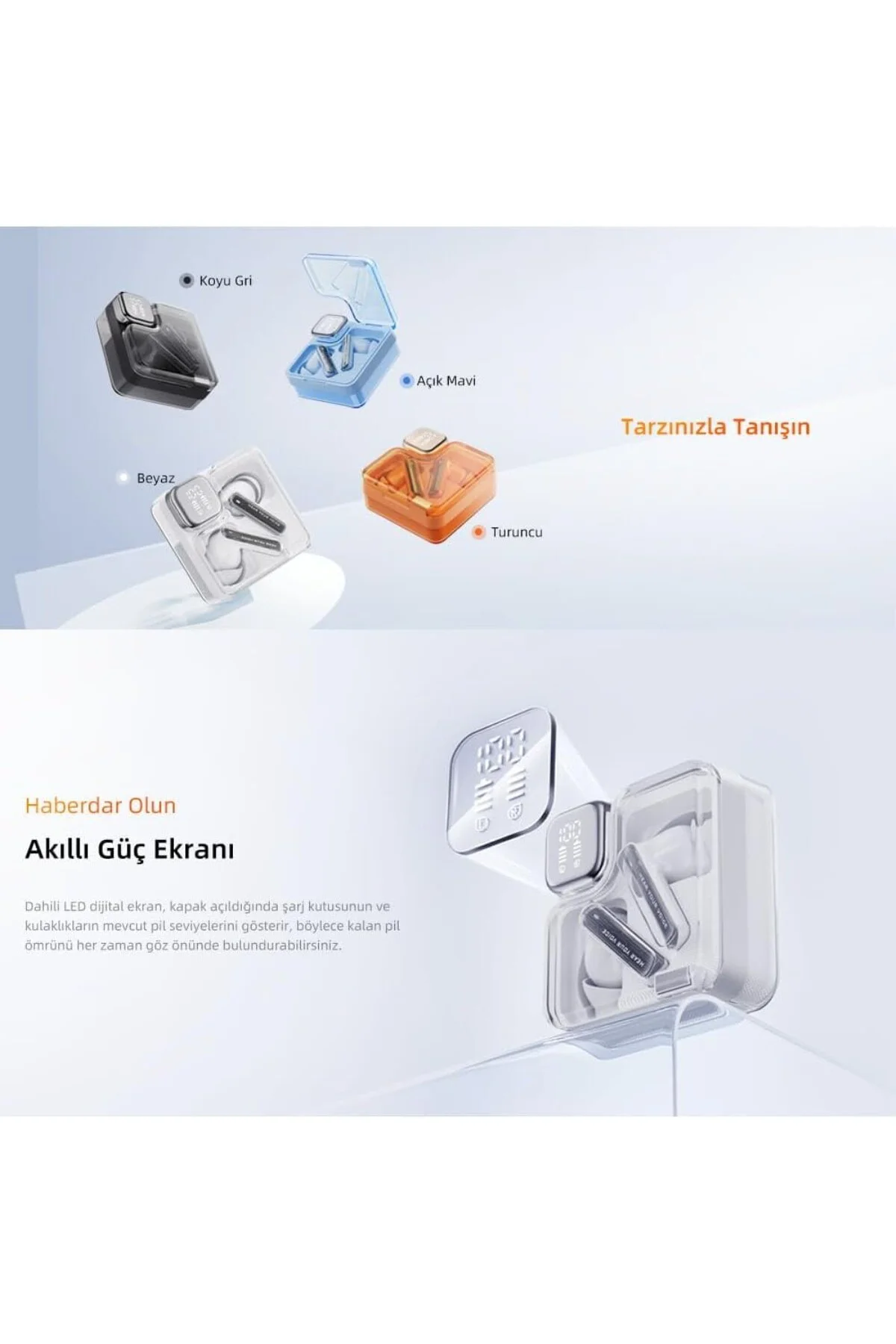 T31 Melobuds Neo ENC 4 Mikrofon Dijital Güç Göstergesi Bluetooth 5.3 Kablosuz Kulaklık