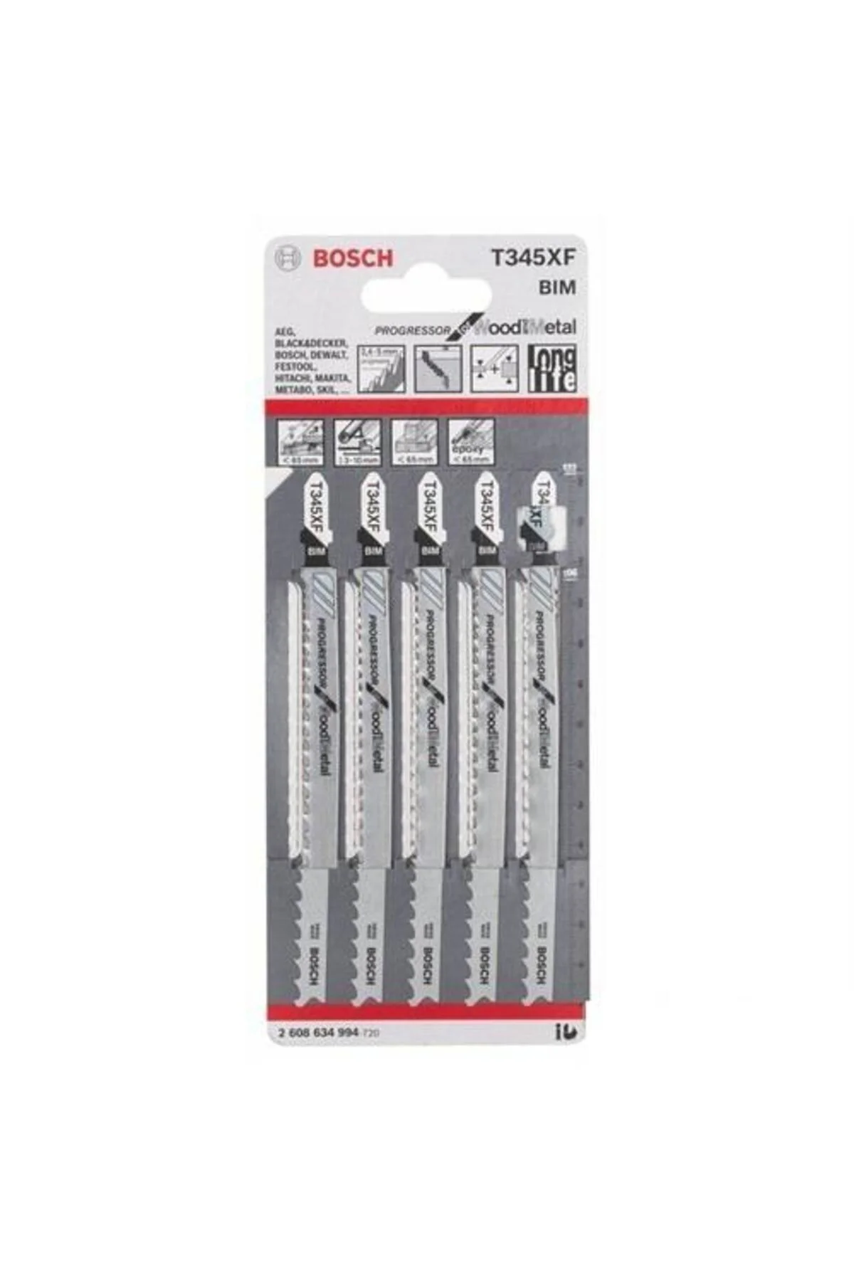 T345XF Dekupaj Testeresi Ahşap ve Metal İçin 5li Paket