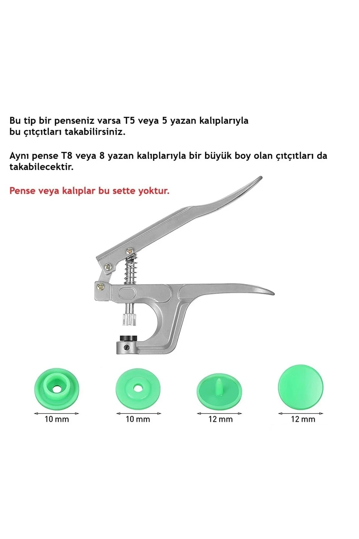 T5 Plastik Siyah Çıtçıt (500 adet) (12mm Plastik Çıtçıt)