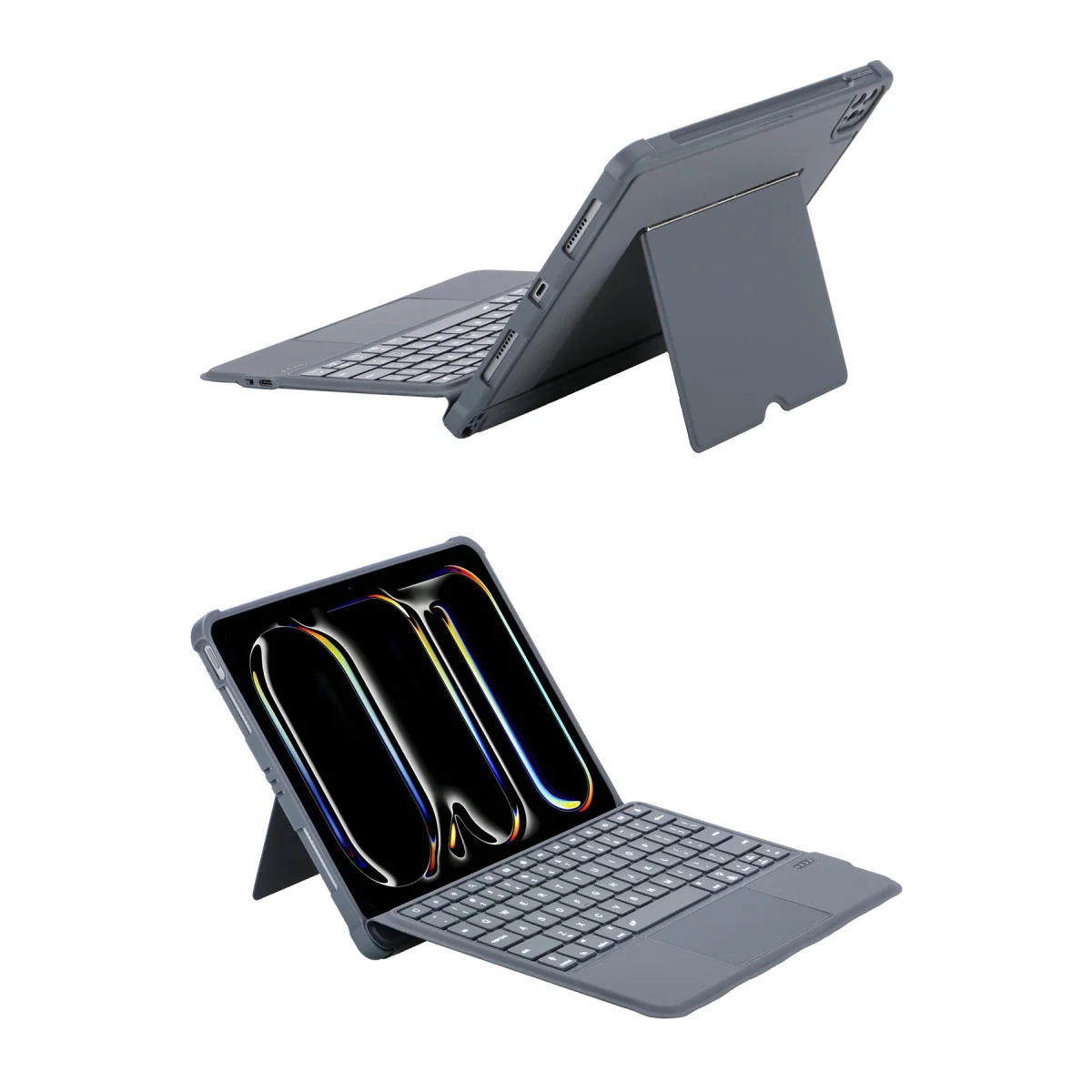 T5504D iPad Pro 11 (2024) Ledli Klavyeli Kılıf ve 360° Stand - Siyah
