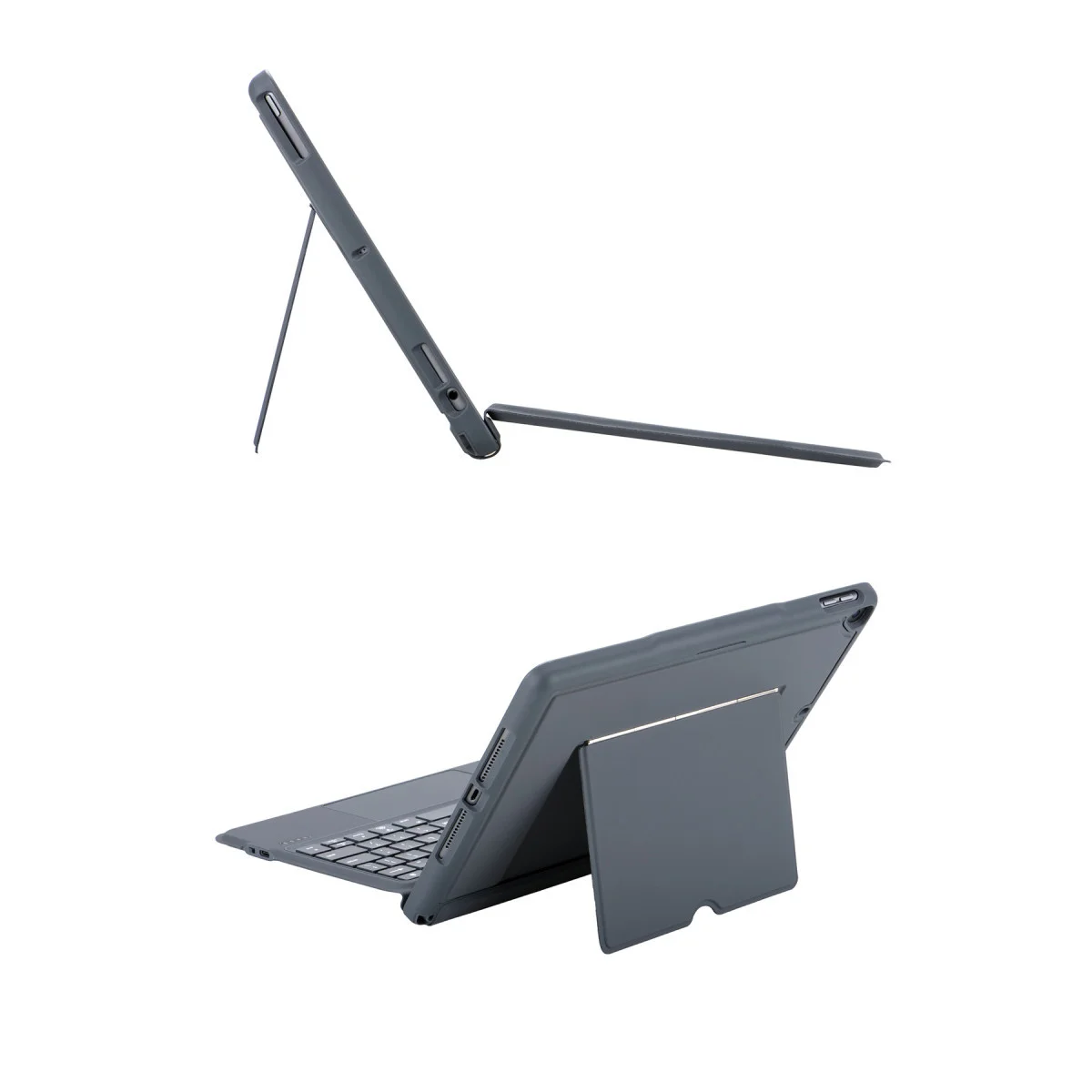 T5506D iPad 10.2 Ledli Klavyeli Standlı Kılıf - Siyah 7 Renk LED ve Trackpad Özellikli