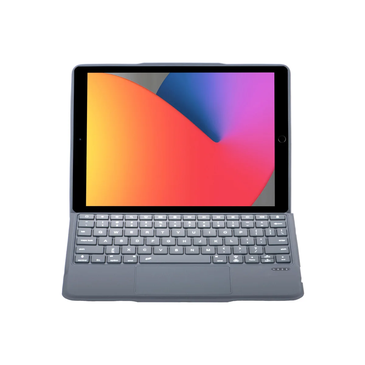T5506D iPad 10.2 Ledli Klavyeli Standlı Kılıf - Siyah 7 Renk LED ve Trackpad Özellikli
