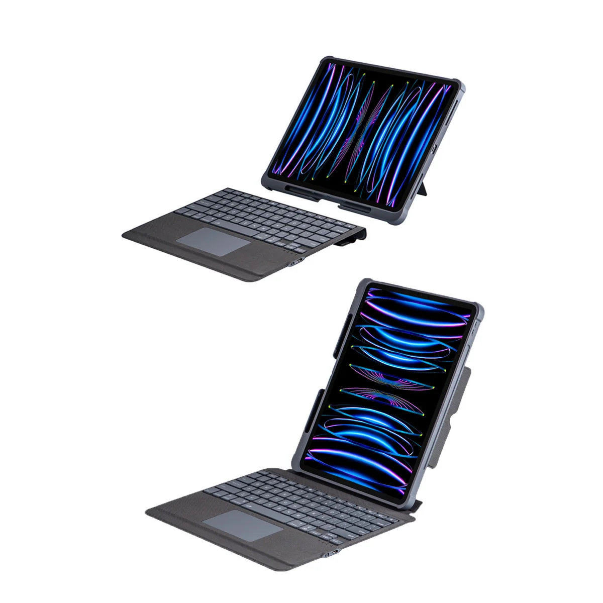 T5509D iPad Pro 12.9 (2022) Kılıf - Ledli Klavyeli Standlı Tablet Kılıfı - Siyah