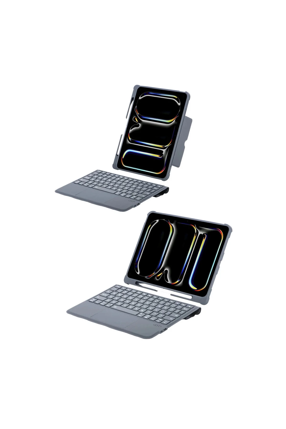 T5510d İpad Pro 13 (2024) Kılıf Palermo Ledli Klavyeli Standlı Tablet Kılıfı - Siyah