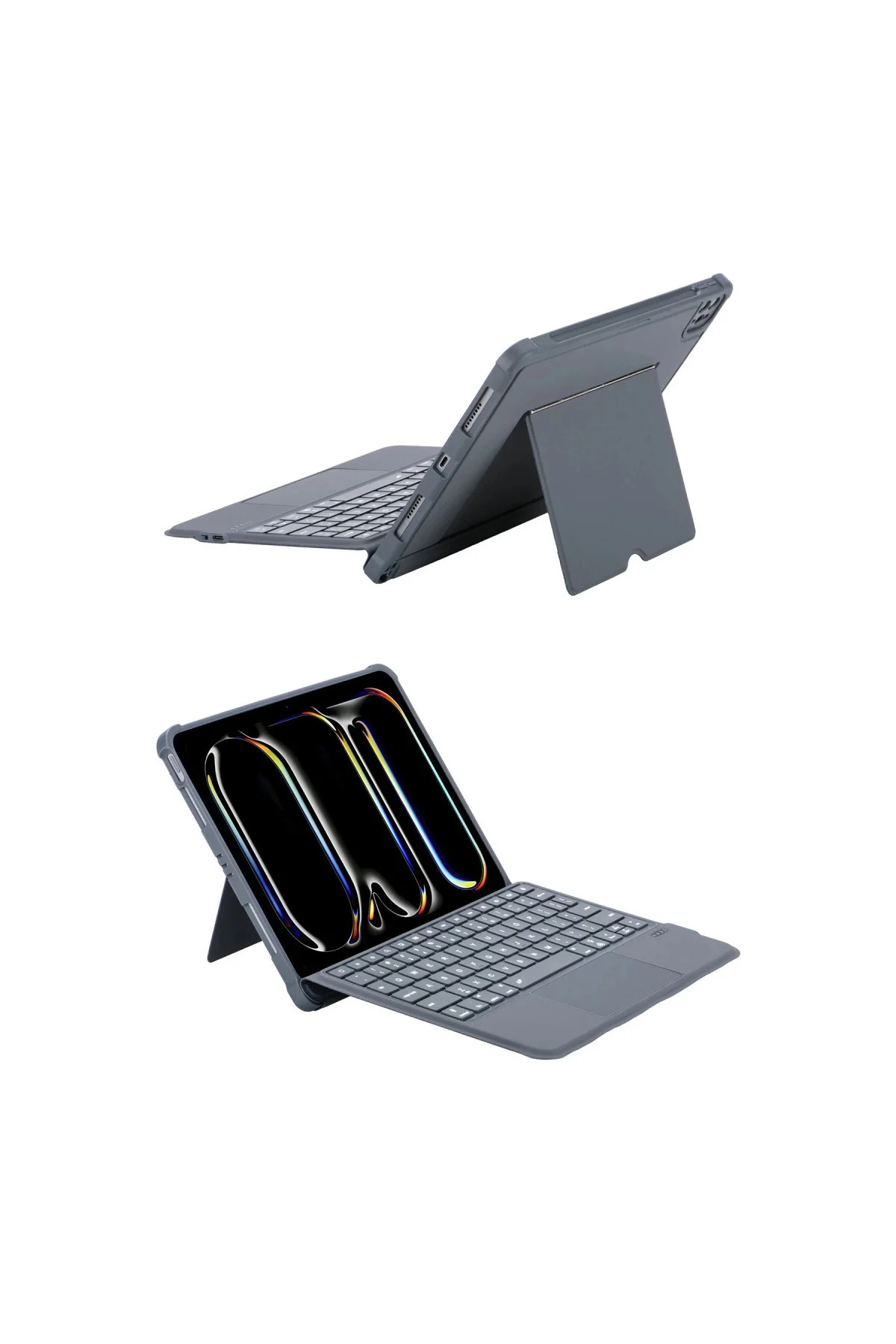 T5510d İpad Pro 13 (2024) Kılıf Palermo Ledli Klavyeli Standlı Tablet Kılıfı - Siyah