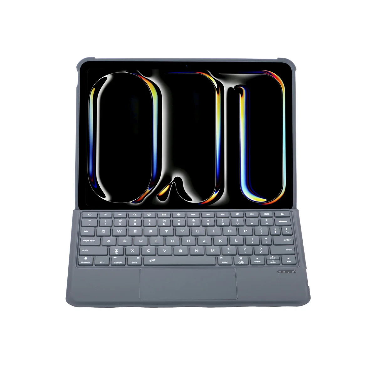 T5510D iPad Pro 13 (2024) Palermo Ledli Klavyeli Standlı Tablet Kılıfı - Siyah