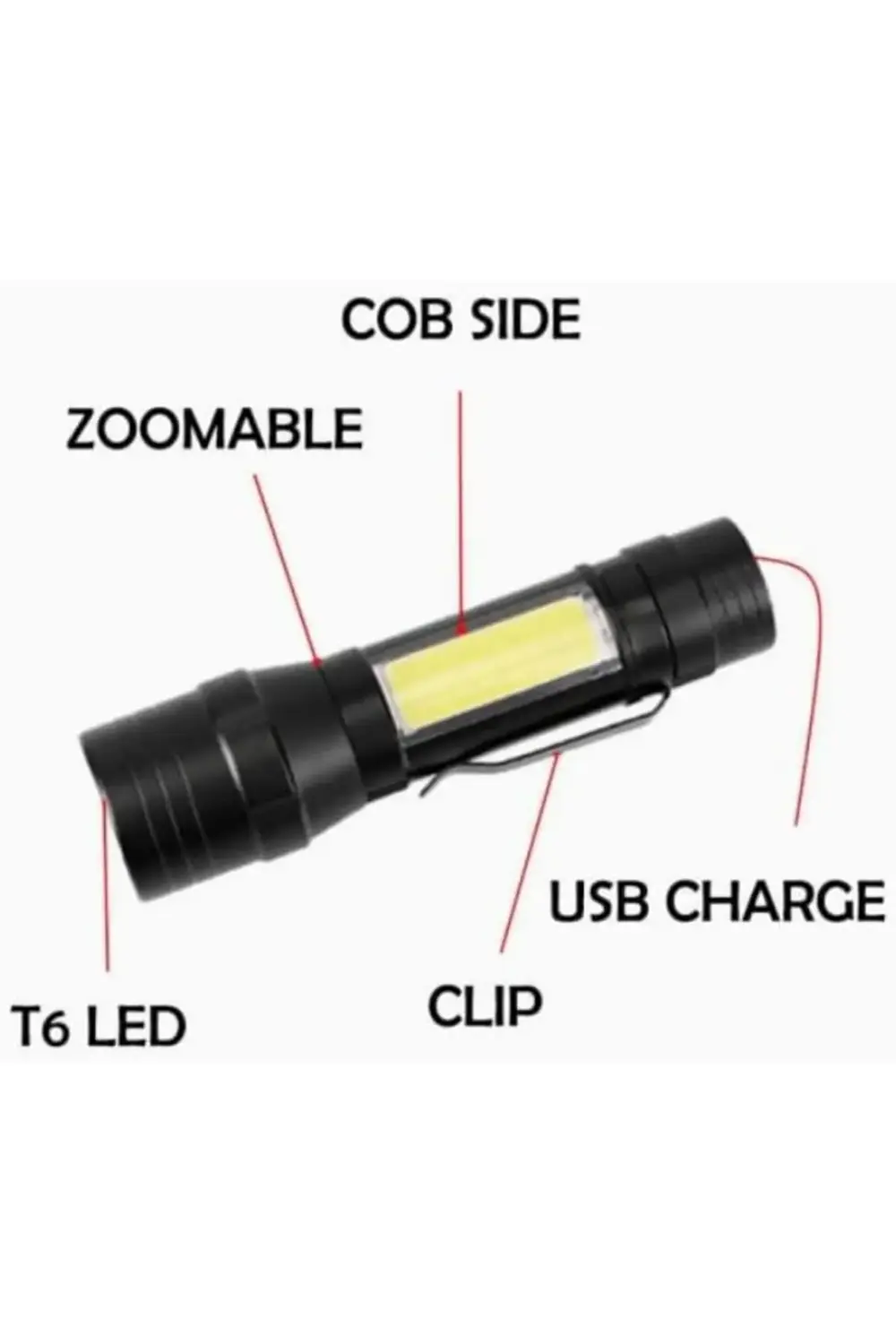 T6-19 Şarjlı 4 Modlu Orta Boy EL Açık havada kamp, yürüyüş 118522