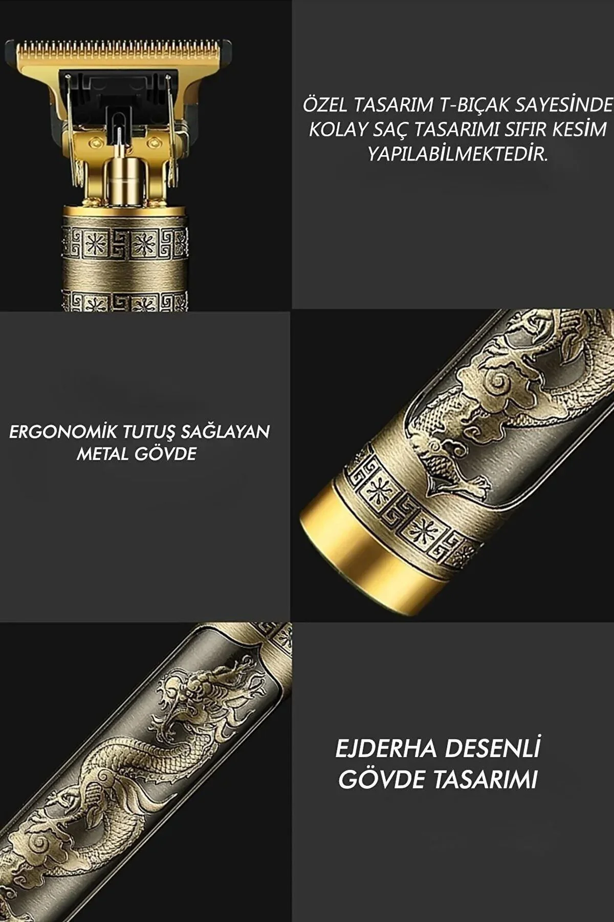 T9 ŞARJLI Saç Sakal Kesme Makinesi -Ense Sakal Çizim Tıraş Makine