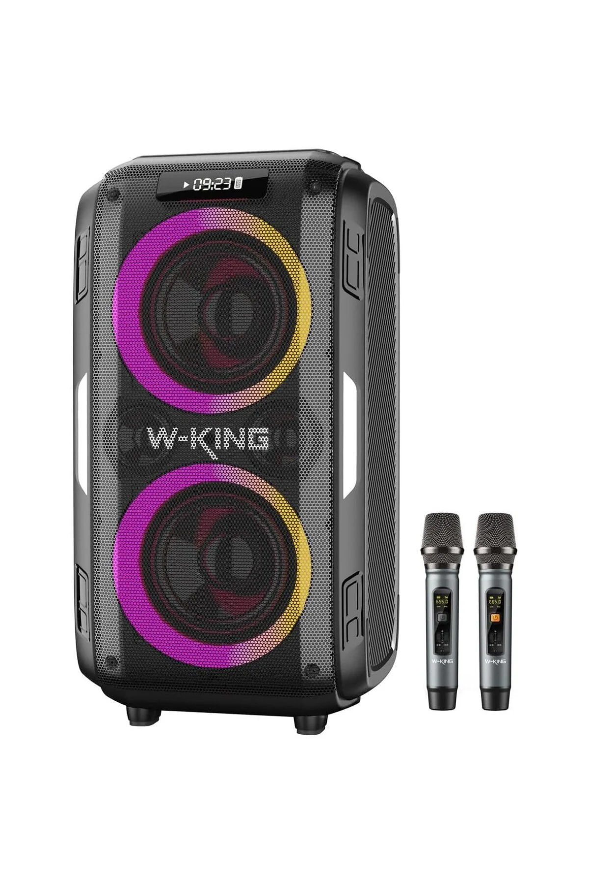 T9pro Çift Mikrofonlu Bluetooth Hoparlör 250w Karaoke Partybox Ip