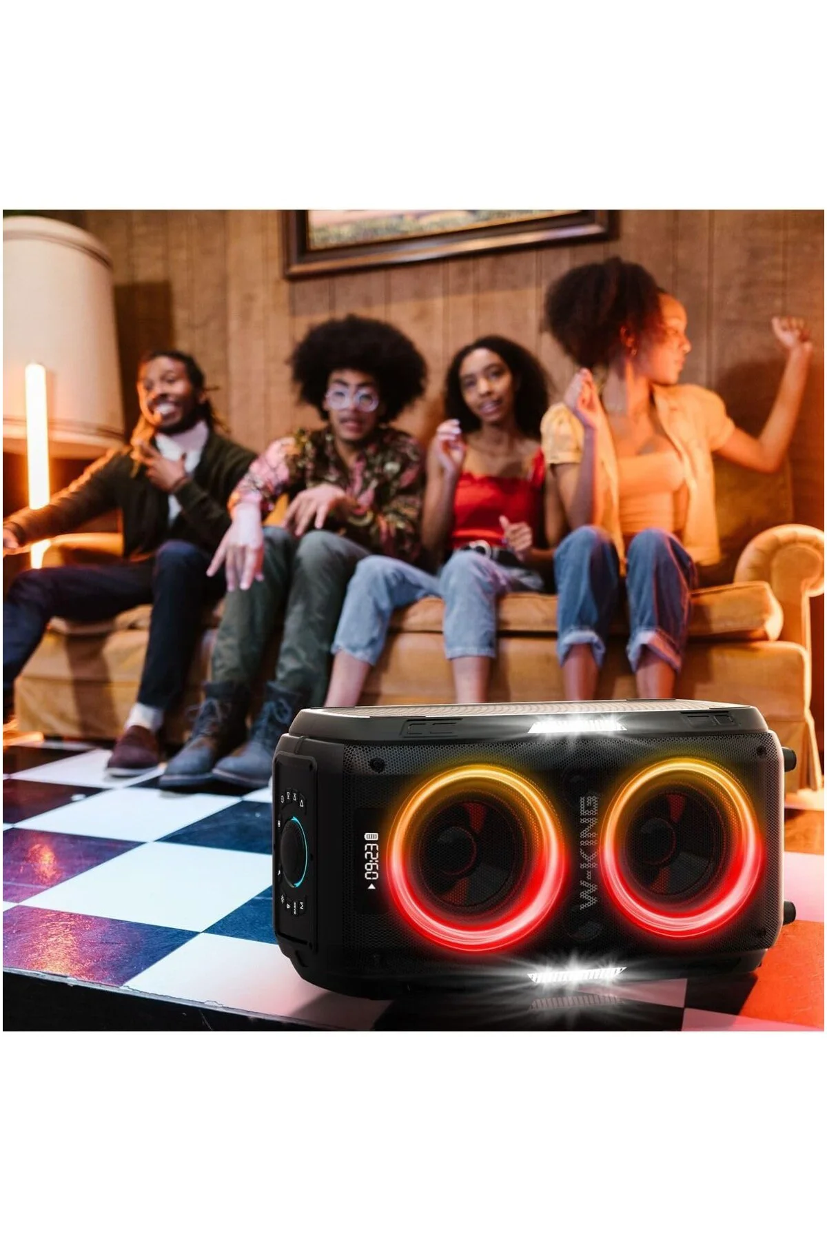 T9pro Çift Mikrofonlu Bluetooth Hoparlör 250w Karaoke Partybox Ip