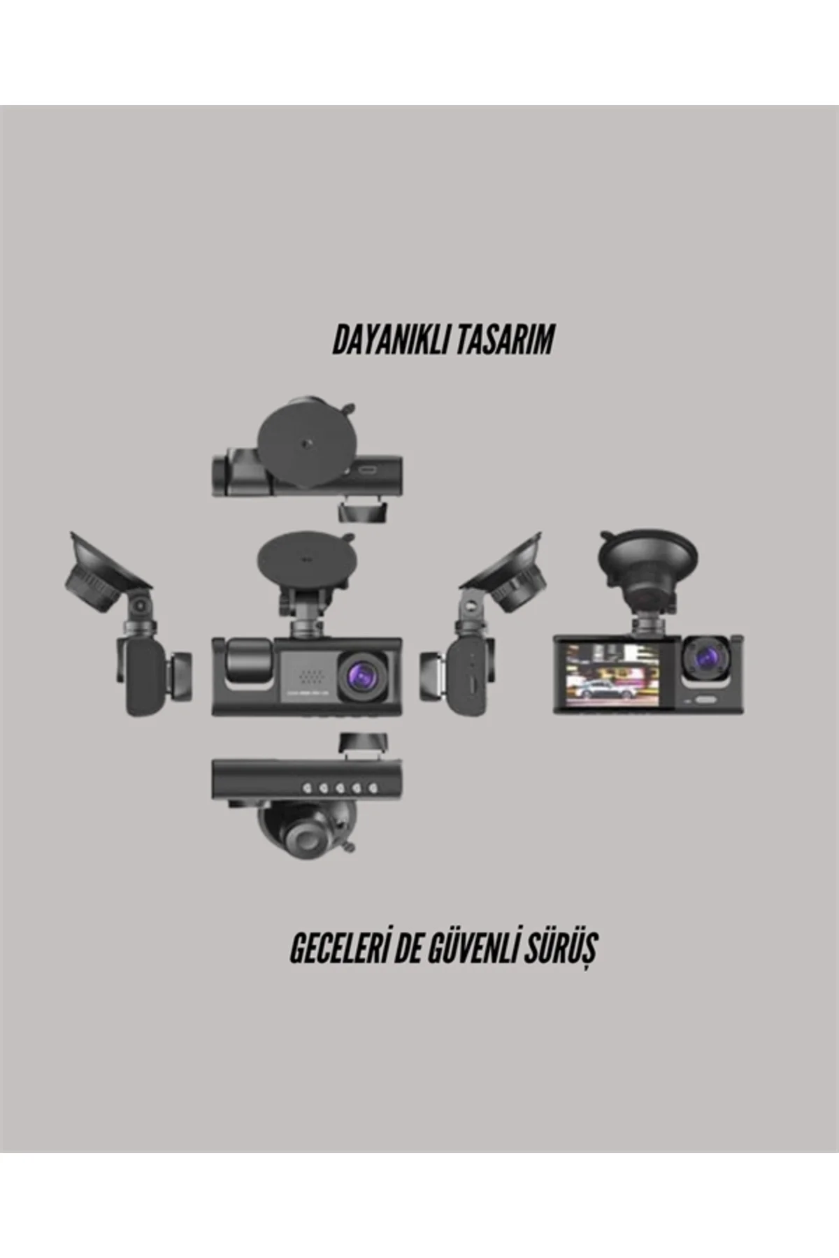 TA-01 3 Kameralı 1080P Araç Kamerası Siyah