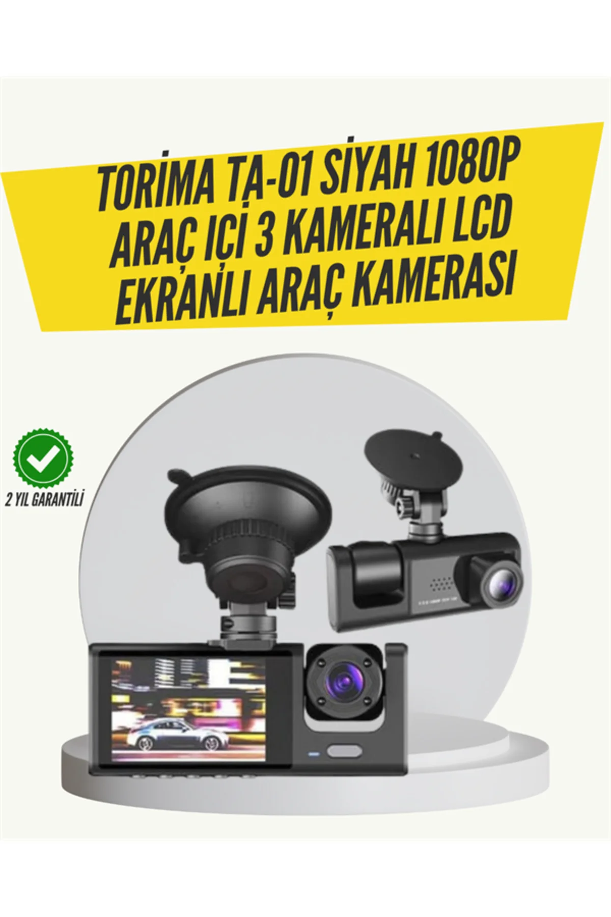 TA-01 3 Kameralı 1080P Araç Kamerası Siyah