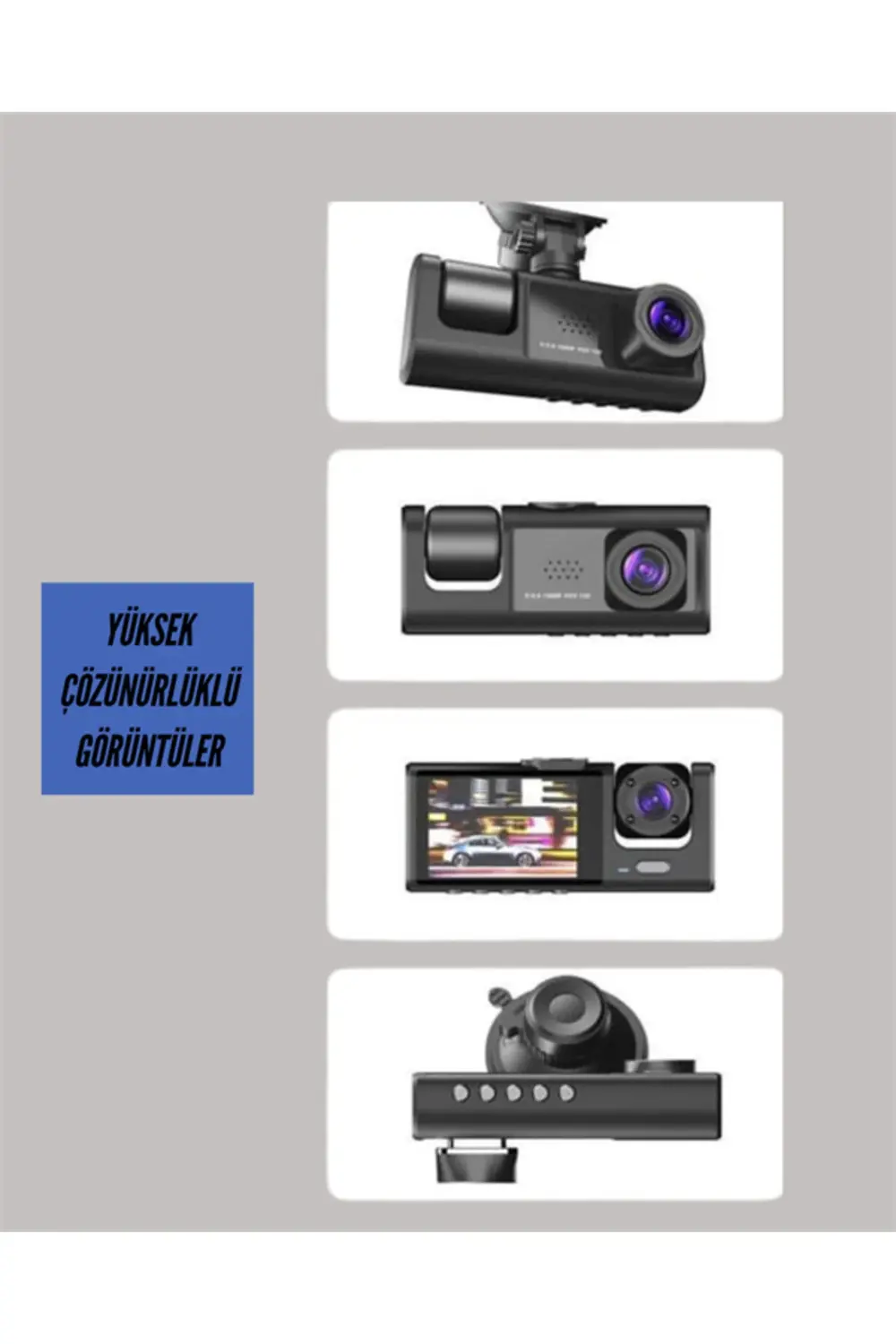 TA-01 G-Sensörlü 3'lü Kayıtlı Araç Kamerası