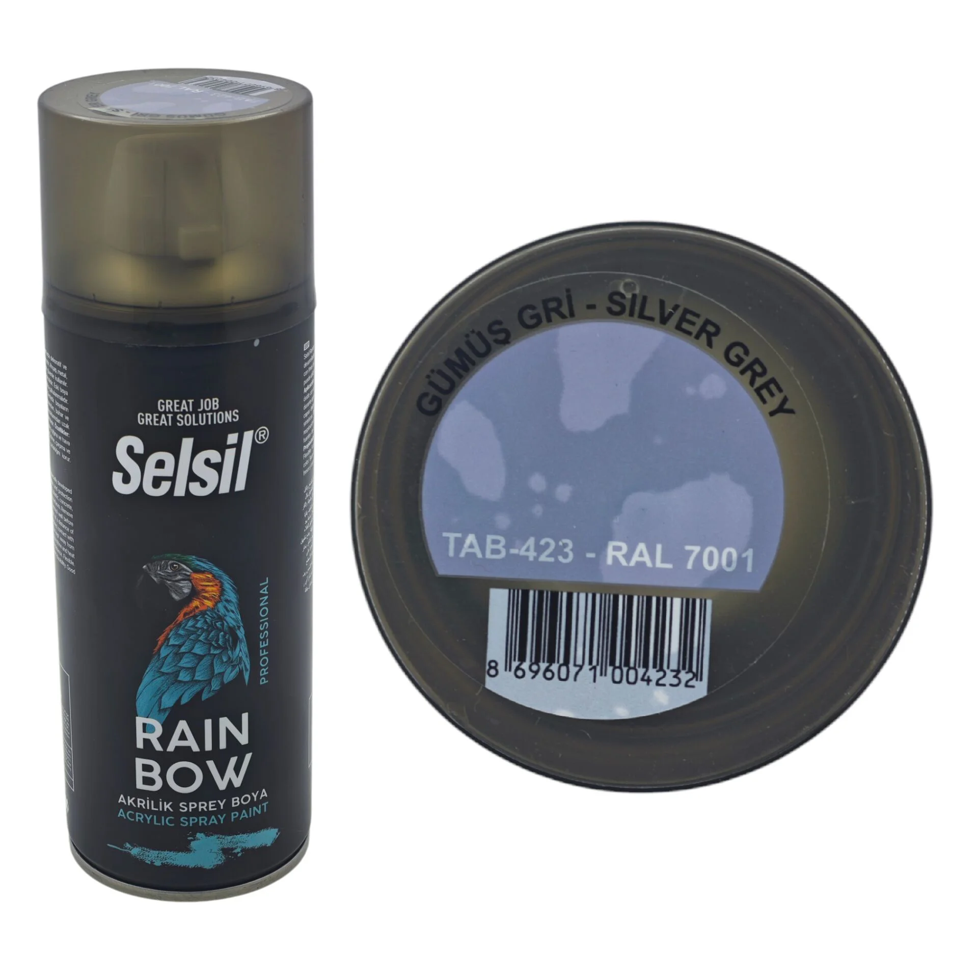 TAB-423   Selsil Rainbow Akrilik Sprey Boya 400ml - Gümüş Gri