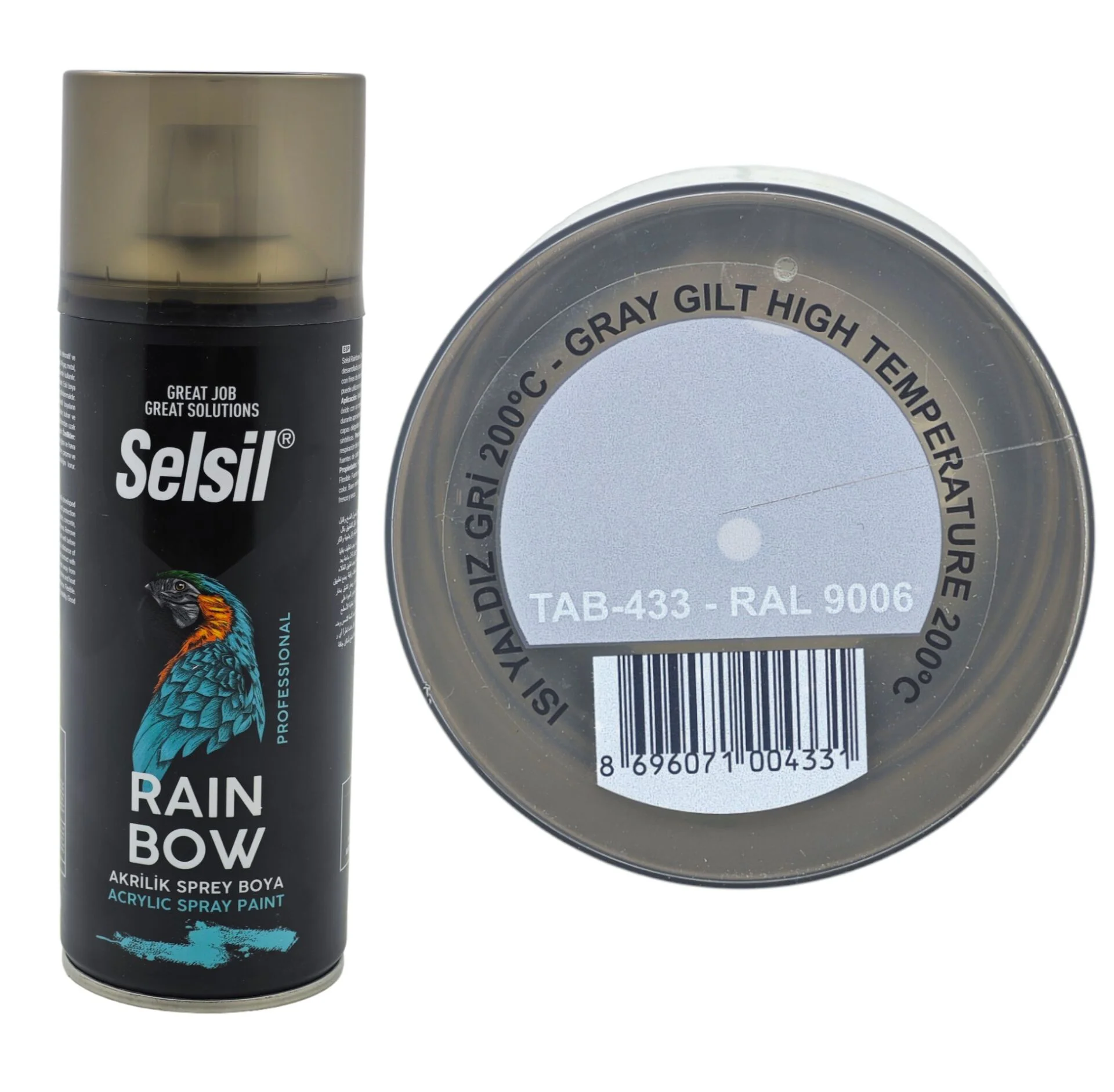 TAB-433   Selsil 200° Isıya Dayanıklı Sprey Boya 400ml - Yaldız Gri