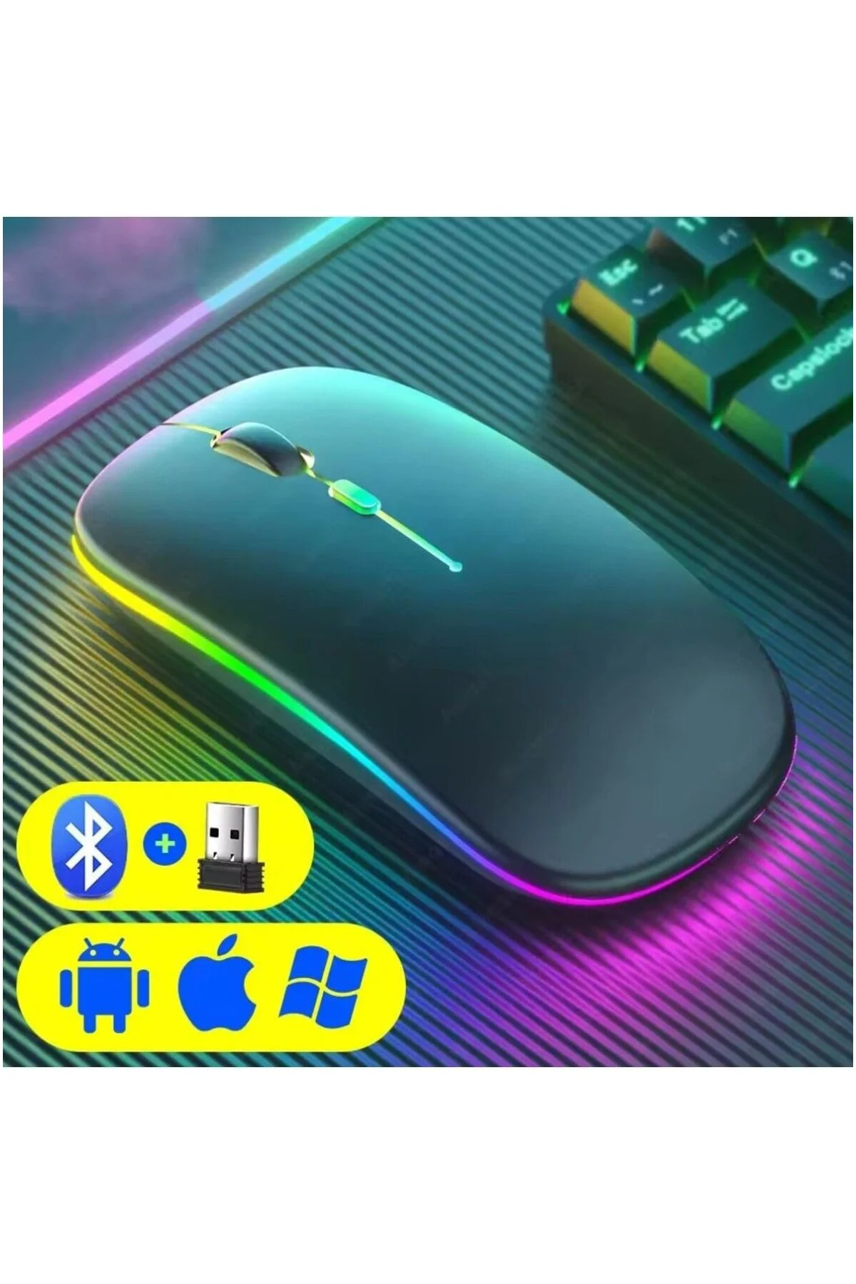 Tab A9 Plus SM-X210 11" Tablet İçin RGB LED Işıklı Bluetooth+2.4G