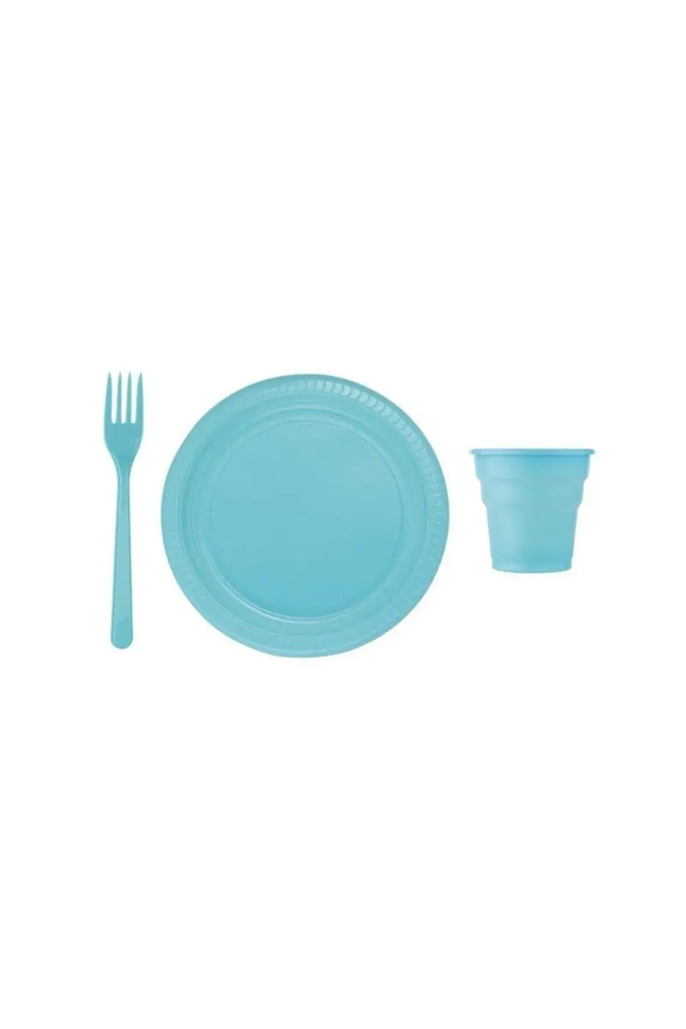 Tabak Bardak Çatal Set Set 25 Li Yuvarlak 22 Cm ( Mavi )
