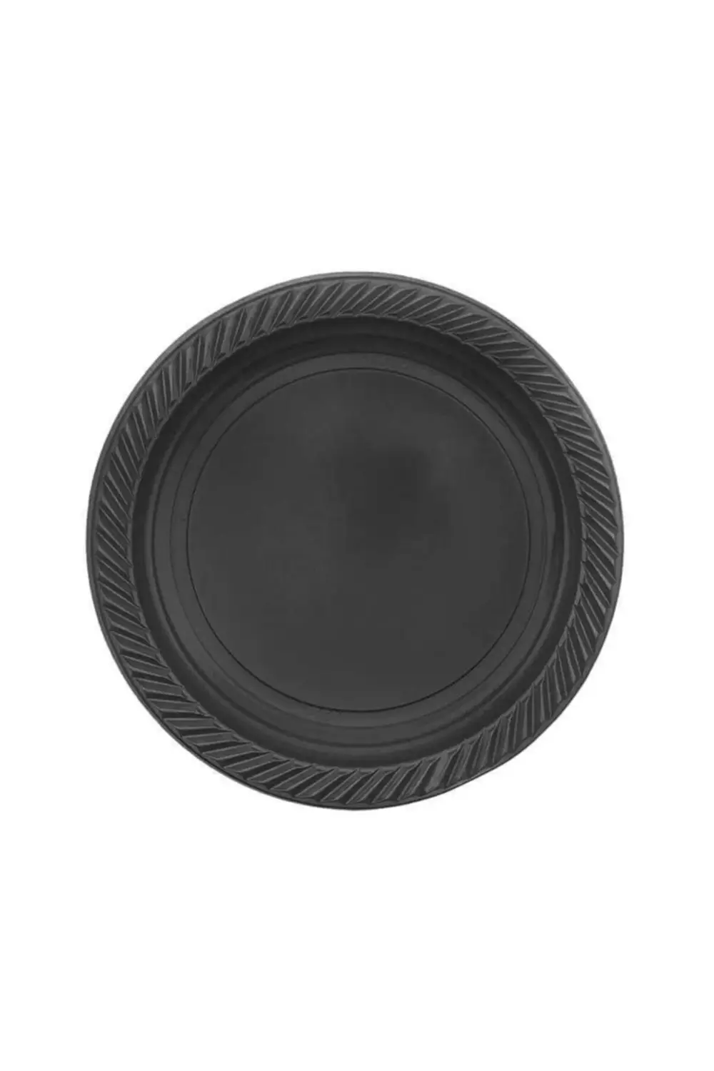 Tabak Bardak Çatal Set Set 25 Li Yuvarlak 22 Cm ( Siyah )