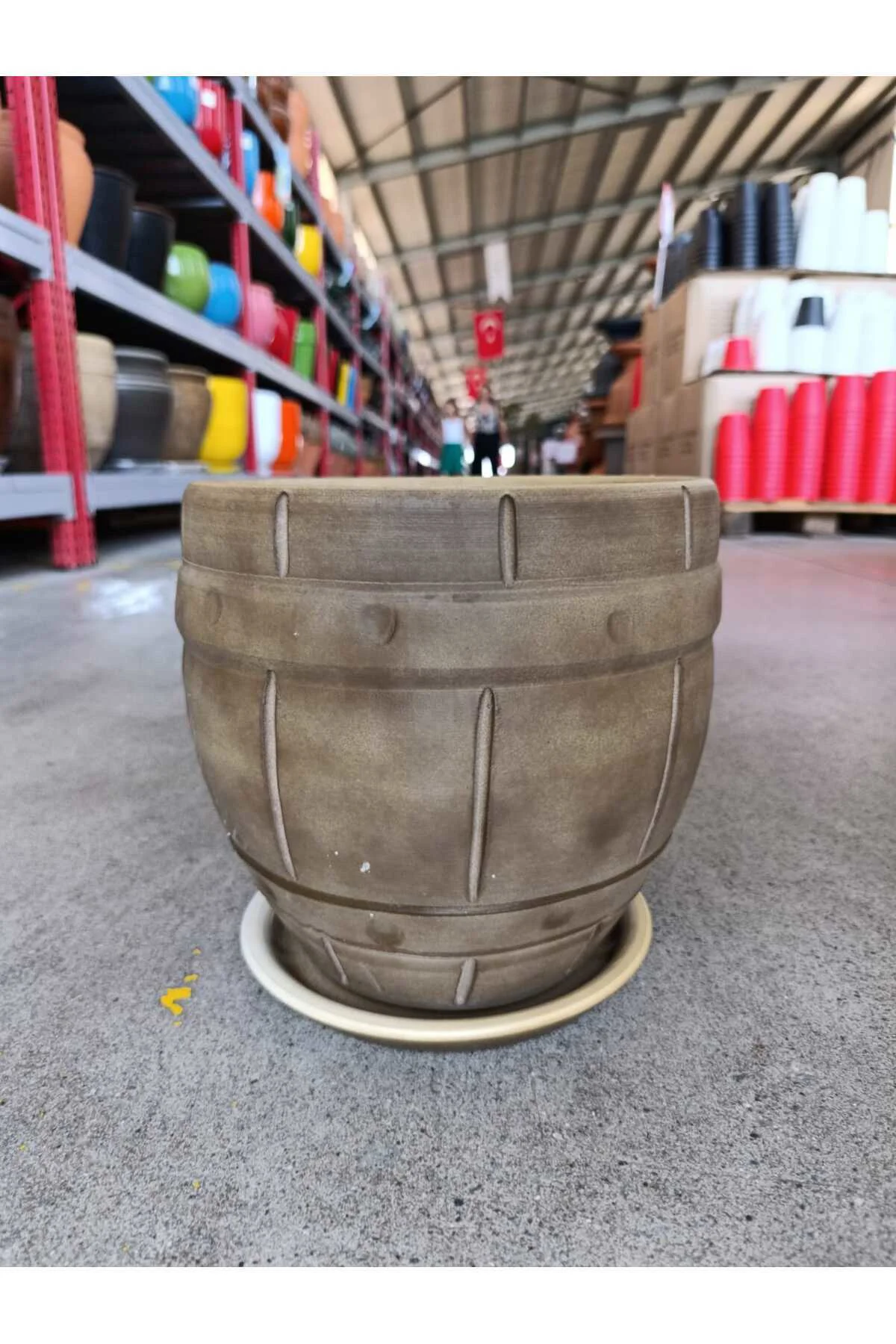 Tabaklı 15 Litre Dekoratif Taş Saksı