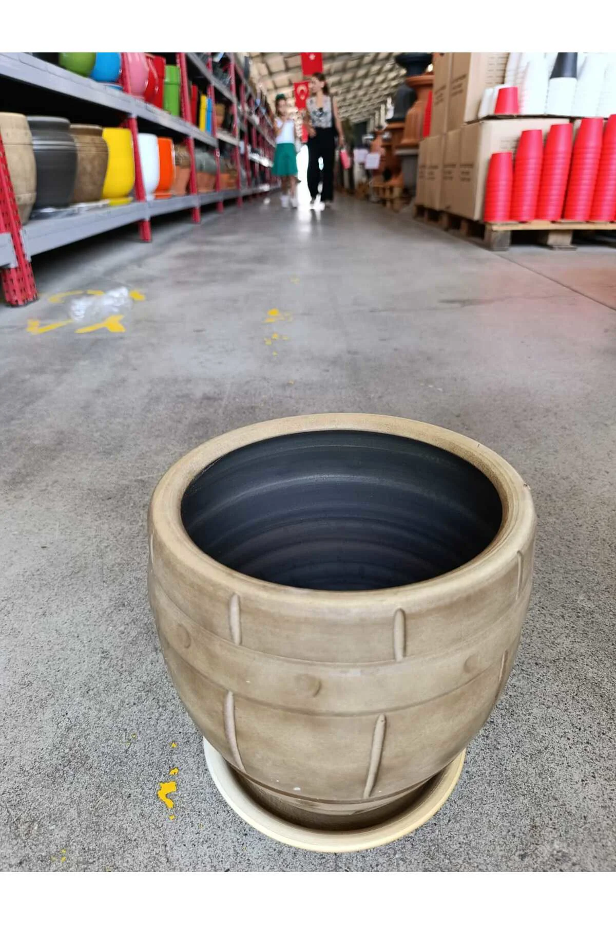 Tabaklı 15 Litre Dekoratif Taş Saksı