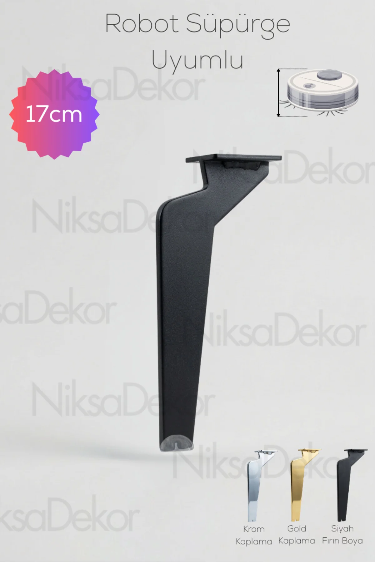Tabanca Ayak Siyah 17cm-Modern Metal Ayak-TV Ünitesi Ayağı-Koltuk Ayağı-Kanepe Ayağı-Berjer Ayağı-Orta Sehpa Ayağı