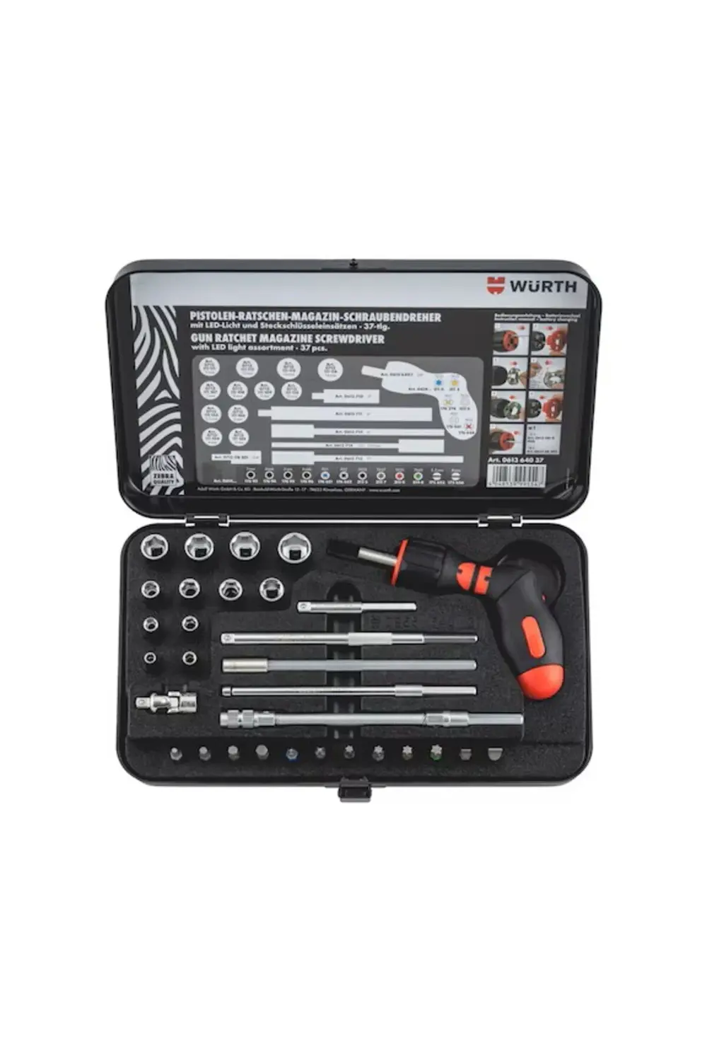 Tabanca Tipi Cırcır Magazinli Tornavida Seti 37 Parça | LED Işıkl