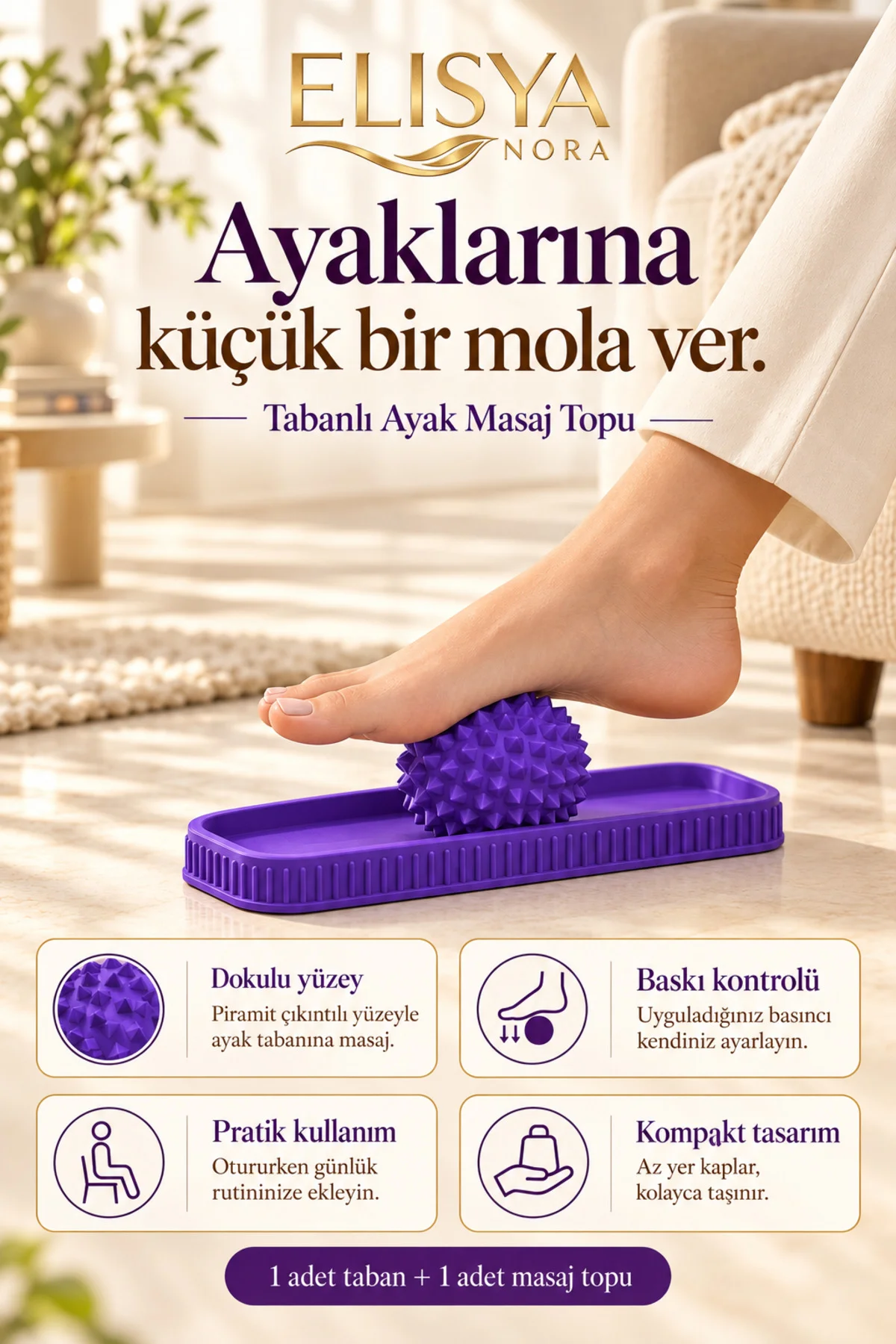 Tabanlı Ayak Masaj Topu Çıkıntılı Yüzey 2 Parça Set - Görsel 4