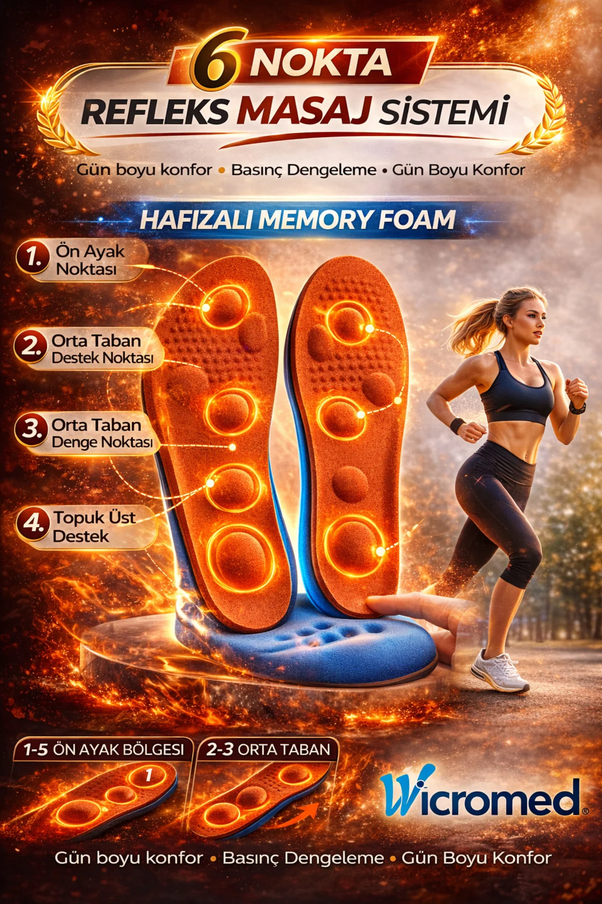 Tabanlık Memory Foam Şok Emici, Topuk Destekli Ayakkabı İçi Tabanlık 6nokta MT7041 Tabanlık Memory Foam Şok Emici, Topuk Destekli Ayakkabı İçi Tabanlık 6nokta MT7041
