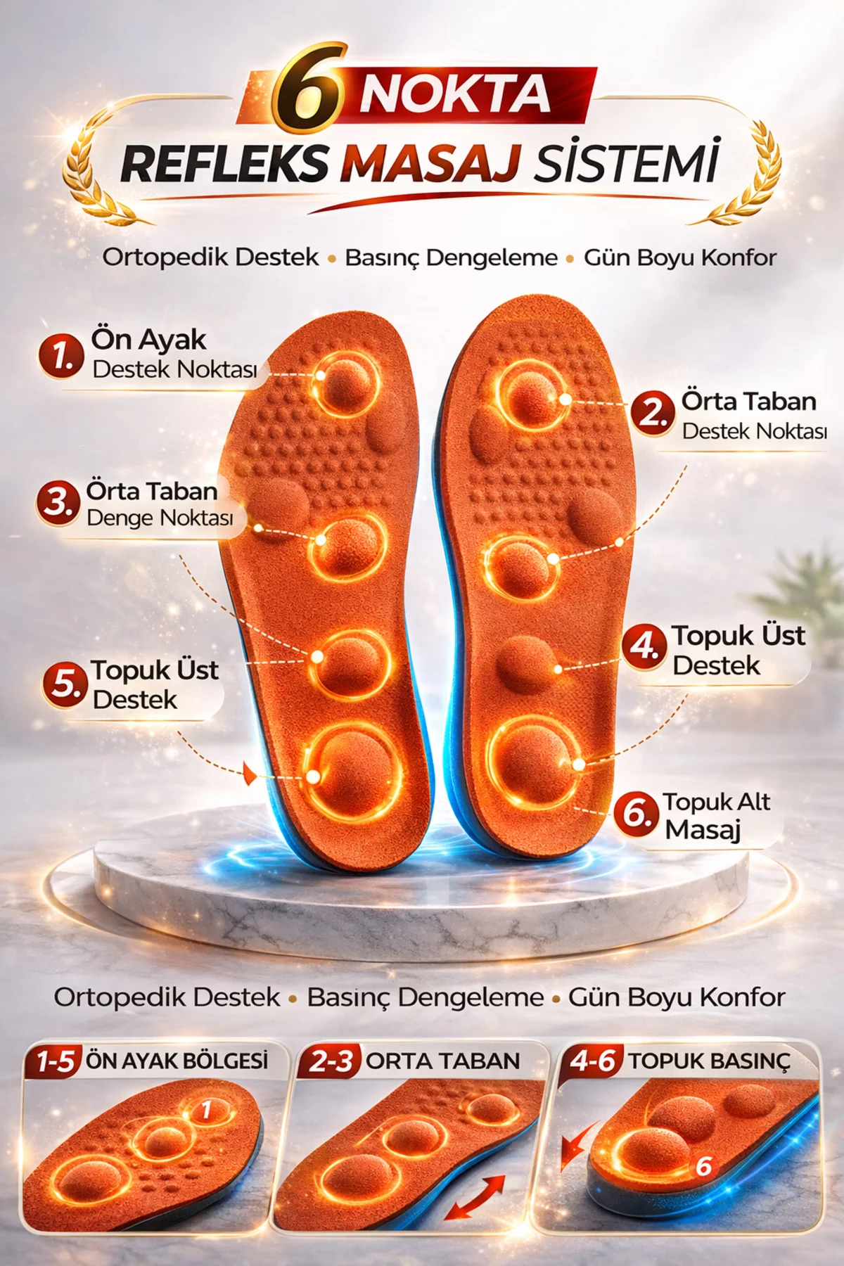 Tabanlık Memory Foam Şok Emici, Topuk Destekli Ayakkabı İçi Tabanlık 6nokta MT7041 Tabanlık Memory Foam Şok Emici, Topuk Destekli Ayakkabı İçi Tabanlık 6nokta MT7041