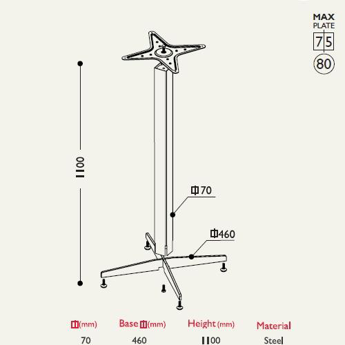 Tablalı Masa Ayağı 11.472 - Taban Çapı 46cm H110cm