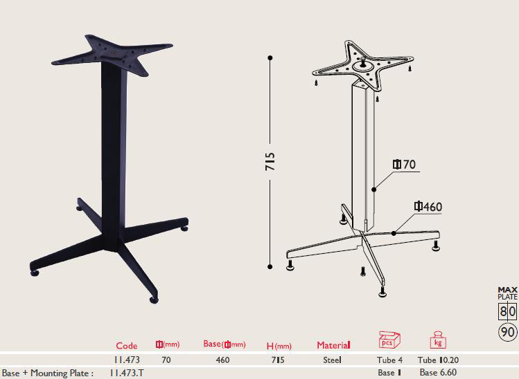 Tablalı Masa Ayağı 11.473 - Taban Çapı 46cm